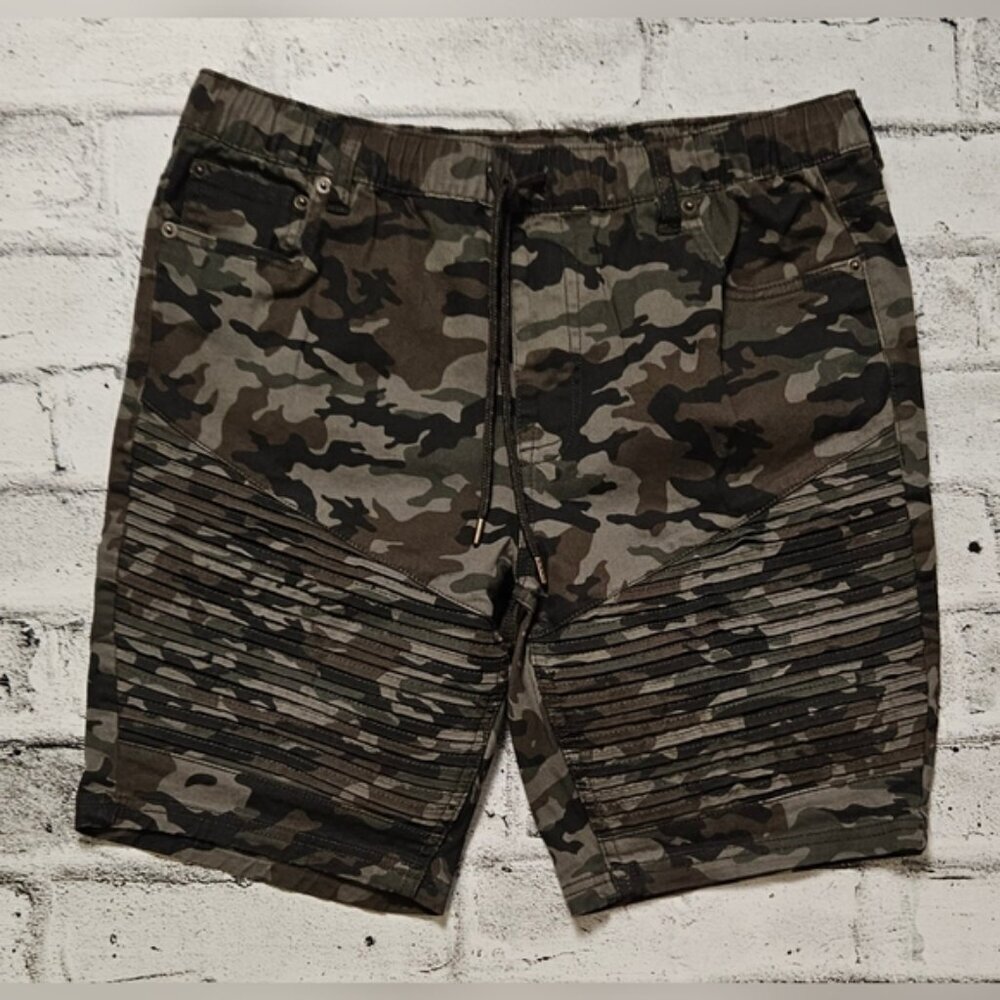 Jeaniologie Camo Moto Shorts Men’s Biker Style Camouflage Size 34